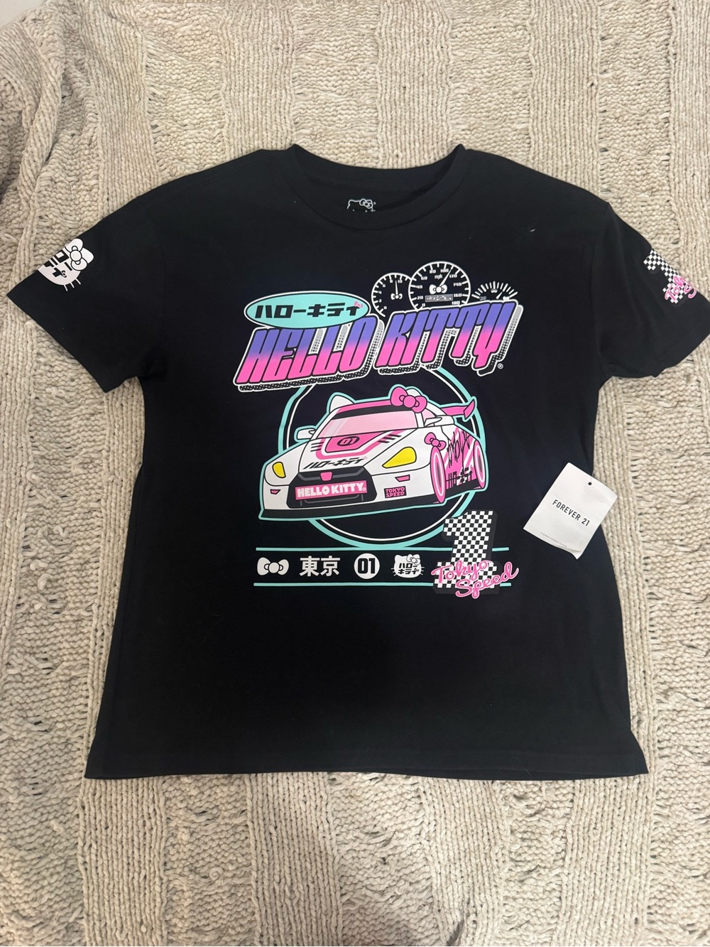 Forever 21 Black Hello Kitty Racing Graphic Tee